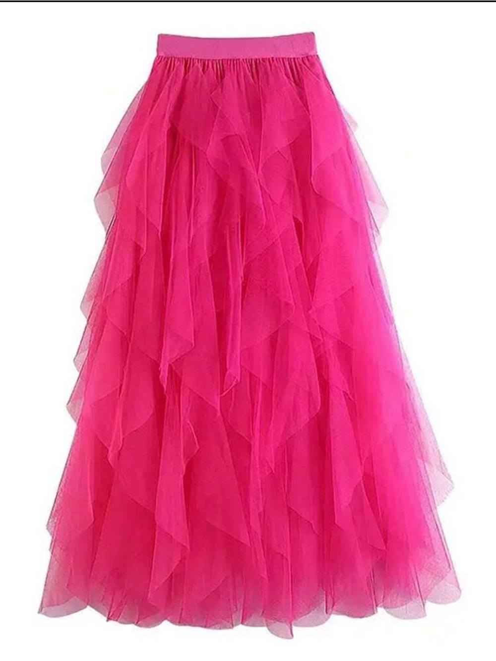 Women's Hot Pink Tulle Maxi Skirt - Elegant Layered Design - Picture 4 of 4